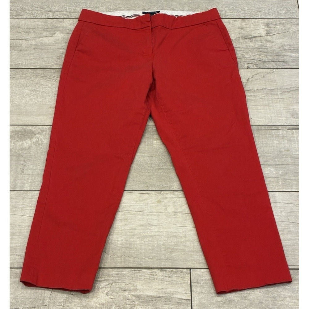 Tommy Hilfiger Womens Ankle Pant Size 10 Red A La Cheville Chino Preppy Nautical